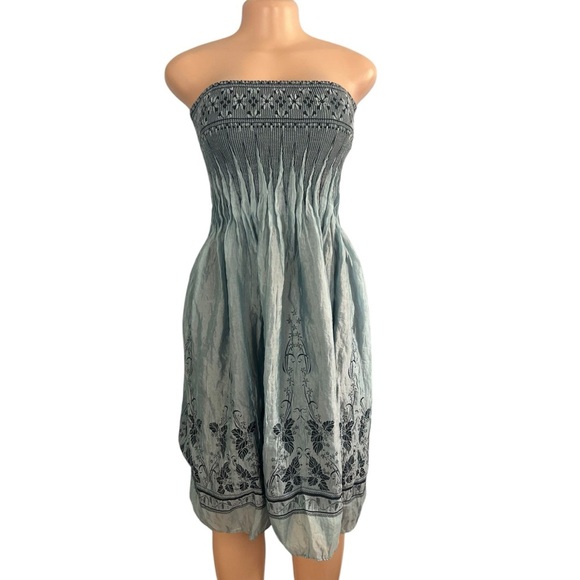 3/$30 🍂 Anthropologie Lapis Boho Convertible Tube Dress CoverUp Maxi Skirt Blue - Picture 3 of 11